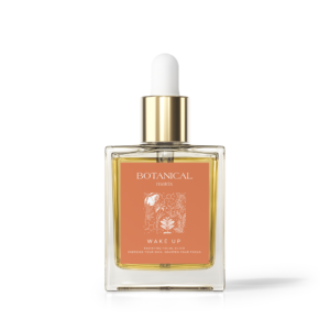 Botanical facial elixir in glass dropper bottle.